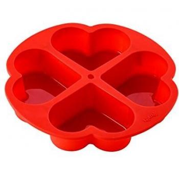 Lékué Molde para bizcochos de Corazon, Silicona, Rojo, 25.6 cm