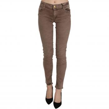 Brown Low Waist Slim Fit Skinny Pants - W30