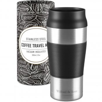 Termo Café para Llevar, Taza Termica de Viaje Acero Inoxidable 360 ml | Pequeño, sin BPA, Antigoteo, Reutilizable, Doble Pared Aislado al Vacío, Apto para Lavavajillas | Vaso Hermetico Té Caliente