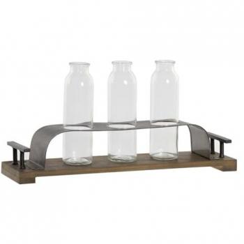 Jarrón DKD Home Decor Marrón Negro Metal Cristal 45 x 11 x 22 cm (3 Piezas)