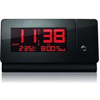 Oregon Scientific RMR391P - Reloj proyector despertador con termómetro interior y exterior, fecha, alarma con repetición snooze, negro