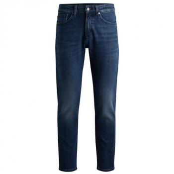 BOSS Orange Slim Fit 5-Pocket Denim Jeans for Men - Navy Blue, Size 38/32