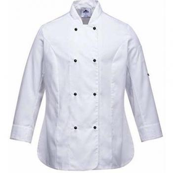 Chaqueta de cocina para mujer Portwest Rachel manga larga blanca M