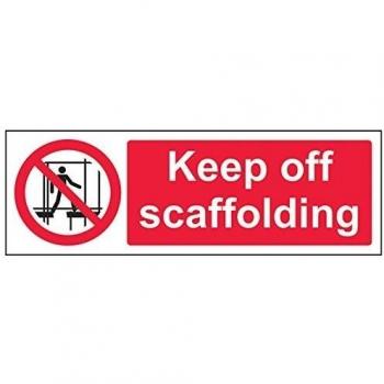 vsafety 52008 ax-rKeep off andamios prohibición acceso signo, plástico rígido, paisaje, 300 mm x 100 mm, Negro/Rojo