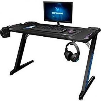 CoolBox DeepMaster II – Mesa Gaming pc con iluminación LED RGB, Color Negro, Medidas 120 x 60 x 74 cm