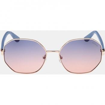 Guess Geometric Metal Sunglasses for Women in Shiny Rose Gold 140 mm