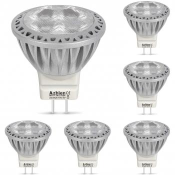 Azhien GU4 MR11 Bombillas LED Blanco Caliente 12V 3W Reemplazado 20W 30W 35W Halógeno Bombilla 2700K Blanco Suave 250 Lumen 38 Grados Beam Ángulo paquete De Lámparas De 6 [Clase De Energía A+]