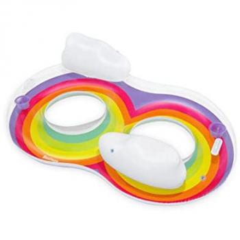 Flotador Hinchable Doble Bestway Rainbow Dreams con Respaldo y Asas, 186x116 cm, Multicolor