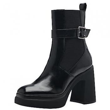 Tamaris Women's Black Heeled Ankle Boots with Anti-Slide Technology, Size 37 EU / 7 US / 4 UK