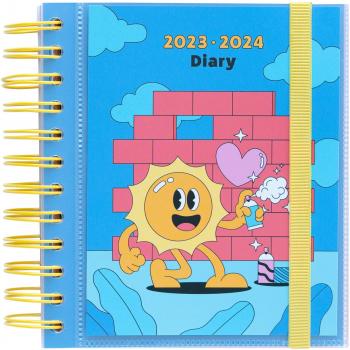 Agenda escolar 2023/2024 día página M 11 meses Cartoon Erik azul multilingüe