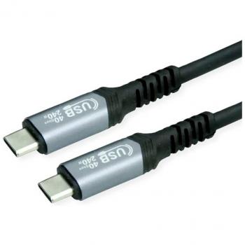 Cable USB-C 4.0 Gen3x2, 40 Gbps, 240W, 0.8 m, Negro