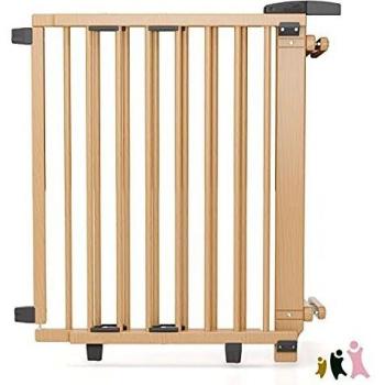Barrera de seguridad rotatoria para escaleras Geuther Plus 2733+ 67-95 cm color madera natural