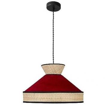 Colgante Fabrizio 1xe27 Natural/Rojo 40x40 cm con detalle en rafia