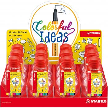 Rotulador stabilo colorful ideas mini point 88 expositor 12 colores surtidos