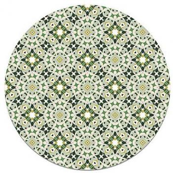 Alfombra Vinílica Redonda Hidráulica Tipo Oriental Verde 150x150 cm - Antideslizante e Ignífuga para Cocina y Salón