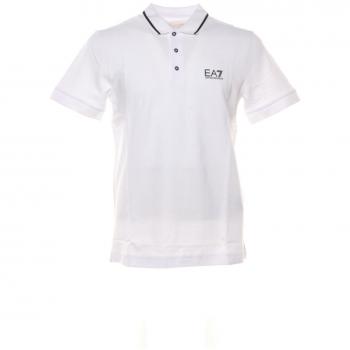 EA7 Emporio Armani Men's Core Identity White Pique Polo Shirt