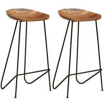 vidaXL Bar Stools 2 pcs Solid Acacia Wood