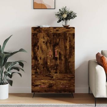 Aparador alto de madera de ingeniería 69,5x31x115 cm con acabado en roble ahumado, mueble de almacenaje para salón, armarios con puertas y cajón de madera, buffet moderno, armario auxiliar