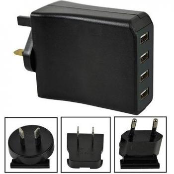 POW5 - 2400mA colorfulbagsuk viaje gogamersuk cargador portátil USB 4 puertos y conectores principales desmontable con indicador LED IDEAL para cámaras, p, ej., para E-READERS FOR , Estados Unidos, Europa, AUSTRALIA