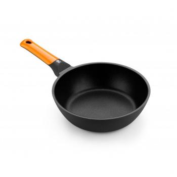 BRA Efficient orange Sartén honda 24 cm, aluminio fundido con antiadherente Platinum Plus, apta para todo tipo de cocinas incluida inducción, libre de PFOA
