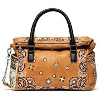 Desigual Mujer Bols_Bandana Explosive Loverty Bolso de asa, marrón
