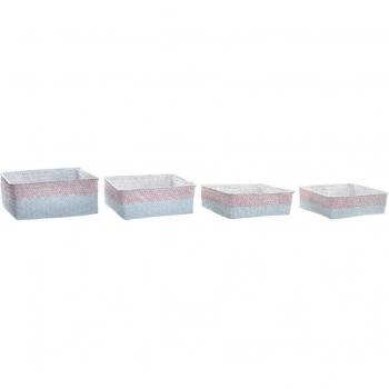 Fíjalo Cesta set 4 fibra poliéster 26 x 26 x 9 boho bicolor