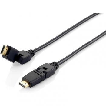 Equip Cable HDMI 2.0 High Speed con Ethernet Acodado y Giratorio 180° Macho-Macho 3m Negro