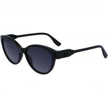 Karl Lagerfeld Oval Acetate Sunglasses with UV Protection, Black, ONE SIZE