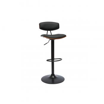 Taburete de cocina regulable negro con madera oscura diseño Vasco
