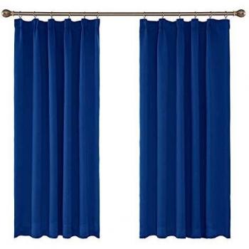 Amazon Brand - Umi Cortinas de Salón Térmicas Aislantes Dormitorio Decoración Ventanas para Habitacion Moderna Fruncido 2 Piezas 132x138cm Azul Oscuro