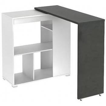 Conjunto de Mueble de Bar Saturno con 2 Taburetes Calas - Blanco y Cemento