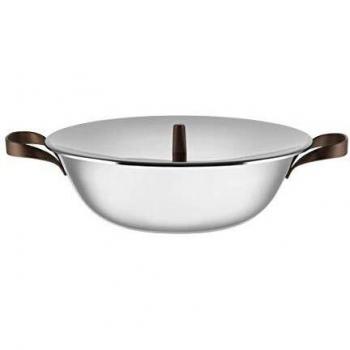 Wok Edo 34 cm de Trilamina con Tapa y Acabado en Acero Inoxidable