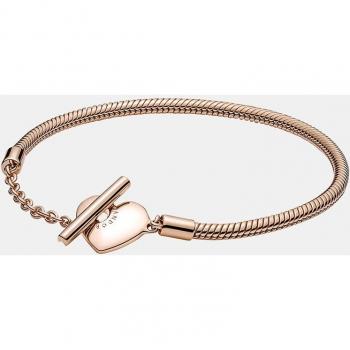 Pulsera Pandora Moments Rose Cadena de Serpiente con Cierre en T y Corazón - 589285C00