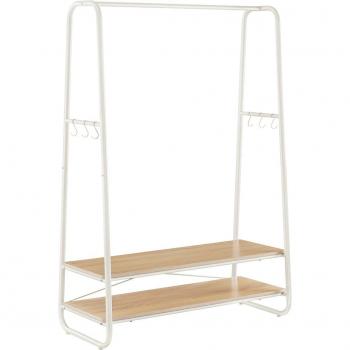 Perchero para entrada con 2 estantes y 6 ganchos - estructura de acero, perfecto para dormitorio, disponible en marrón rústico y negro o roble y blanco crema