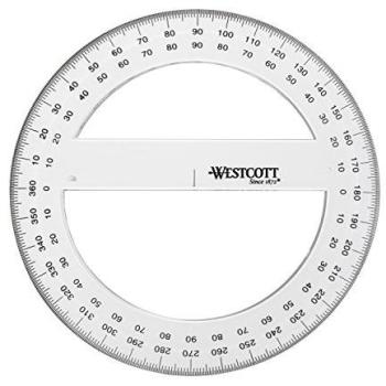 Westcott E-10136 00 transportador círculo completo, de plástico, 15 cm, transparente