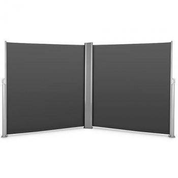 Toldo Lateral Doble Blumfeldt Bari Doppio 620 - 6x2,0 m - Aluminio Antracita - Protección contra Viento y Sol