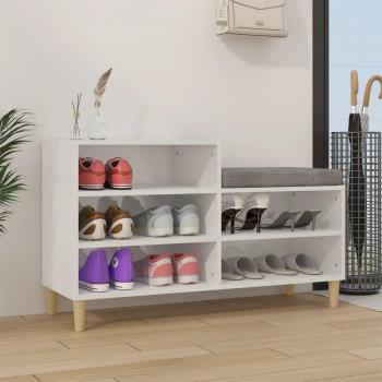 Zapatero blanco pulido 102x36x60 cm madera multicapa