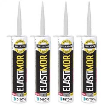 Mortero Sellador ELASTIMOR Cemento Express Impermeable para Llagueados y Reparaciones, Tubo 310 ml x4