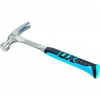 OX Straight Rip Claw Hammer 20 oz with Non-slip Handle - Precision Balanced Hammer Tool Ideal for Carpenters and Electricians