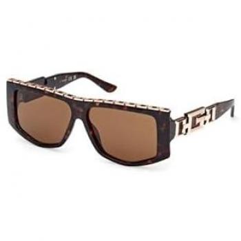 Guess GU7914 Dark Havana Rectangular Sunglasses with Brown Lenses - Unisex, Size 52E