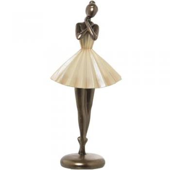 Figura Decorativa Bailarina Beige Dorado Plástico 13 x 17 x 32 cm Alexandra House Living