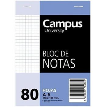 Campus University 001114-048 - Bloc de notas perforado cuadriculado, A6, 10 unidades