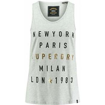 Superdry Chaleco de tirantes para mujer City Letters FOIL Ice Marl Blanco XL