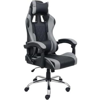 Silla Gaming Legend Negra y Gris con Cojín Lumbar y Reposacabezas, Material Tela, Estructura Metal, 63x120x66 cm