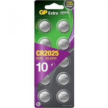 Pilas de Botón Litio CR2025 GP Xtra 3V - 10 Unidades
