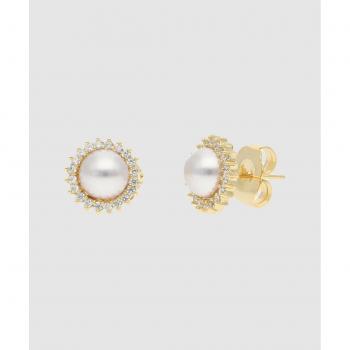 Pendiente Basic perla mabe y circonitas