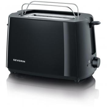 Severin AT 2287 Tostadora Automática, Incluye Soporte para Tostar Panecillos, 2 Ranuras Cortas, 700 W, Negro