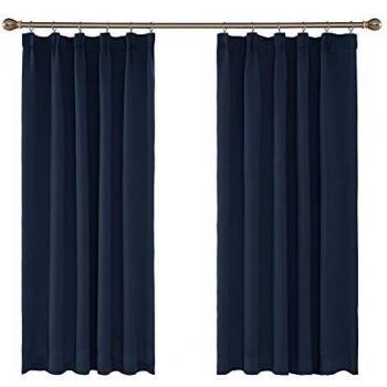 Amazon Brand - Umi Cortinas Opacas Salon Modernas para Ventana Dormitorio Termicas Aislantes Fruncidas 2 Piezas 168x138cm Azul Marino