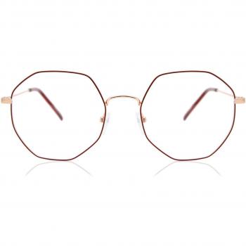 Geometric Full Rim Metal Women’s Prescription Glasses - Red - Size 55 - Blue Light Block Available - SmartBuy Collection