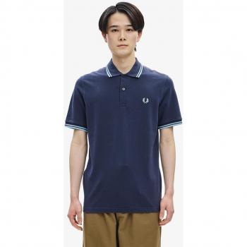 Fred Perry Men's Made in England Short Sleeve Piqué Polo Shirt - M12 Twin Tipped - Navy
